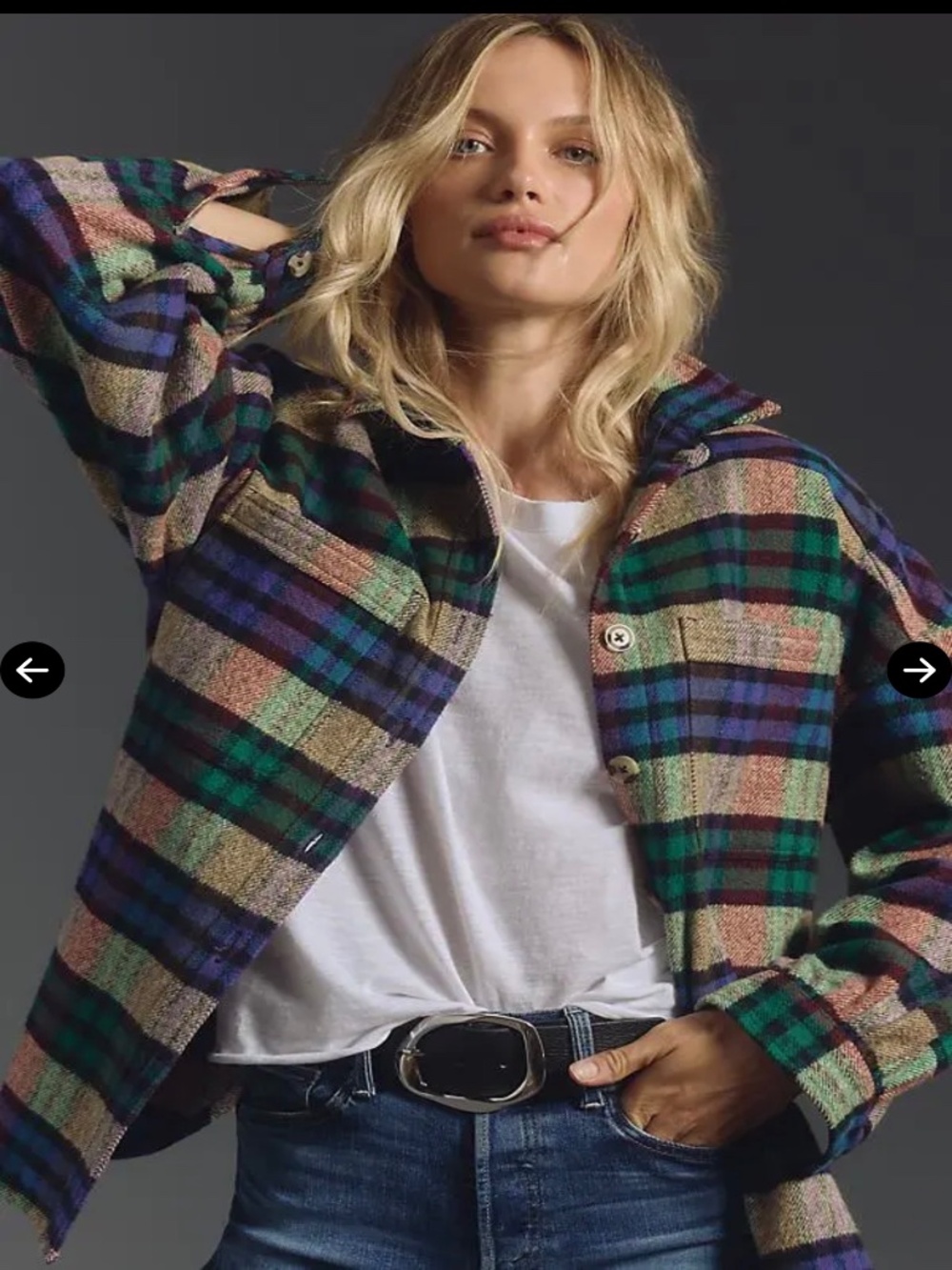 Mother The Benefits Long Sleeve Button-down Shirt Cotton Multi Plaid Size M